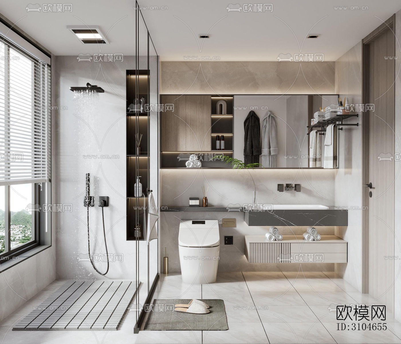 现代卫生间效果图下载（渲染图3）