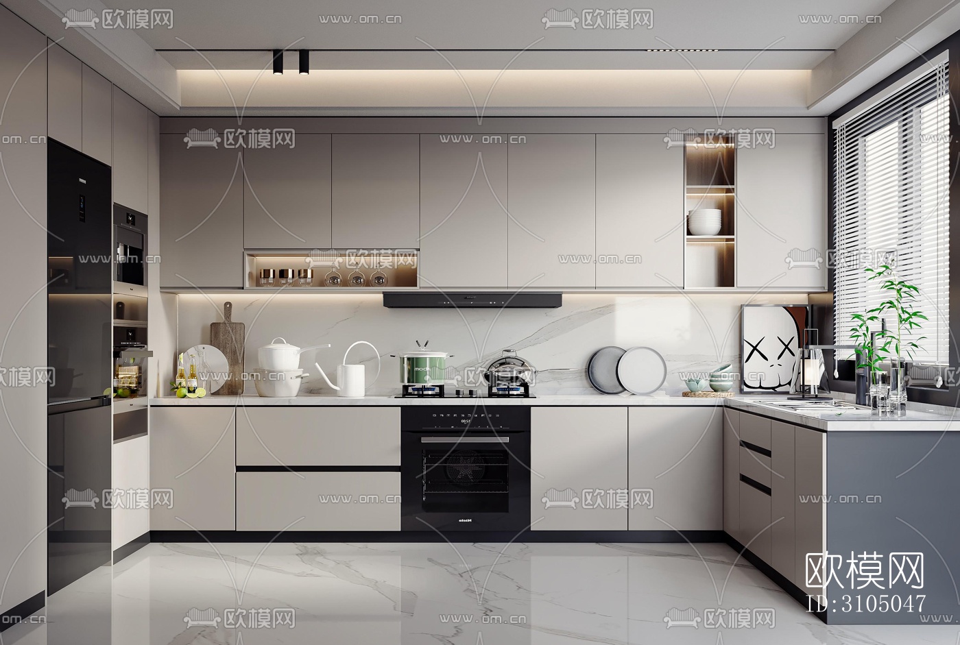 现代厨房效果图下载（渲染图4）