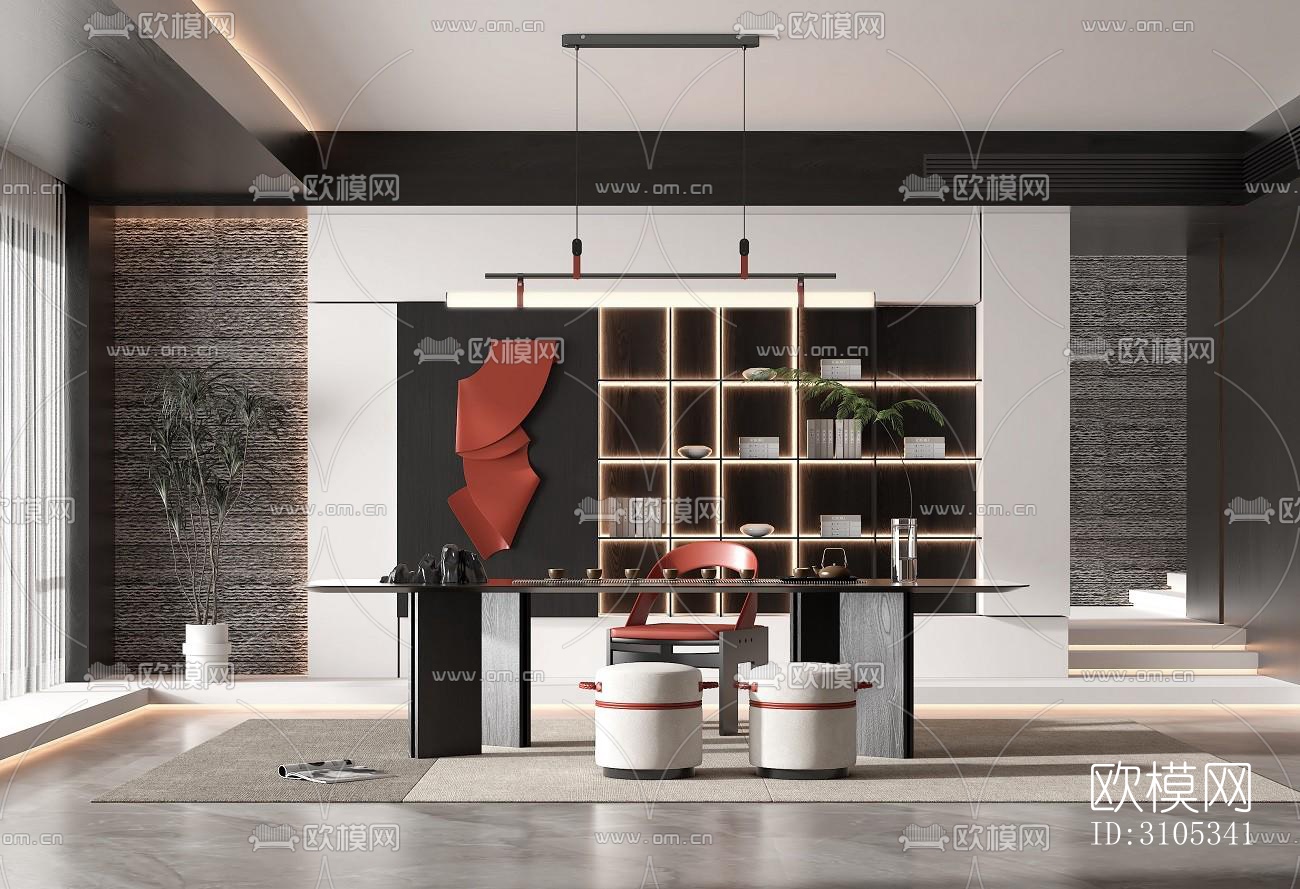 高级灰茶室效果图下载（渲染图1）