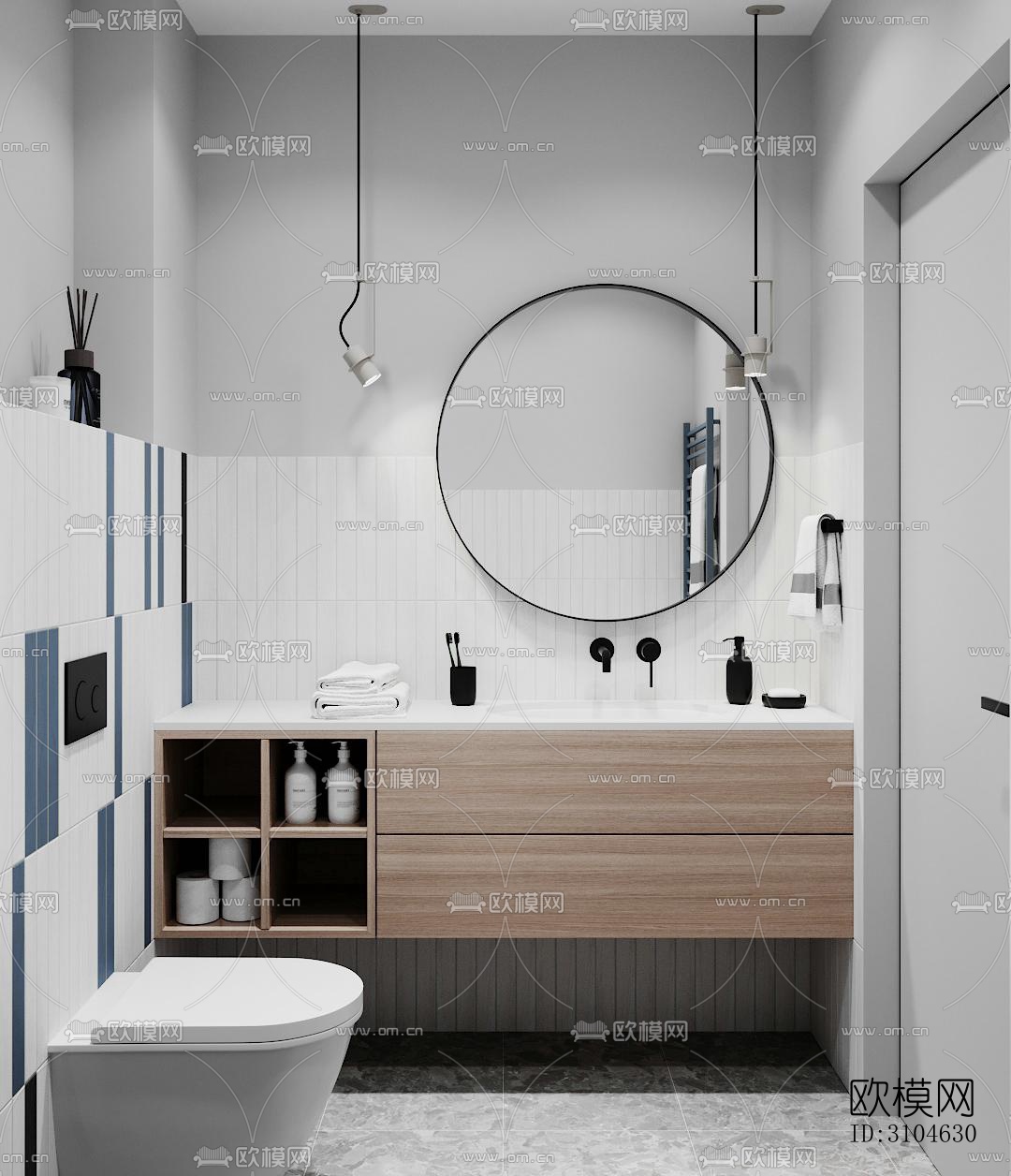 现代卫生间效果图下载（渲染图1）