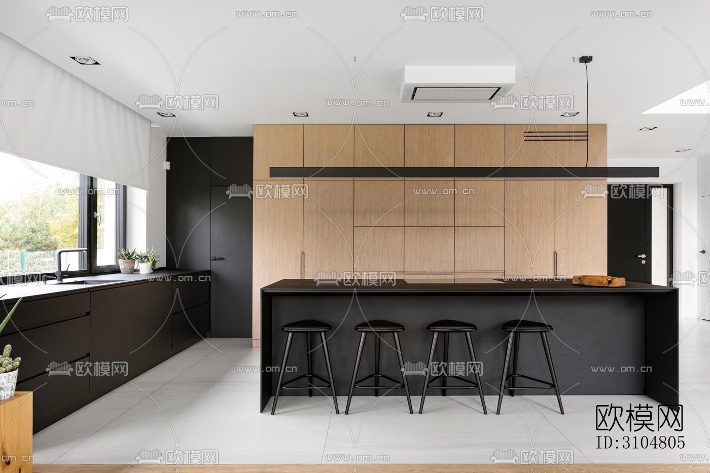 北欧厨房效果图下载（渲染图2）