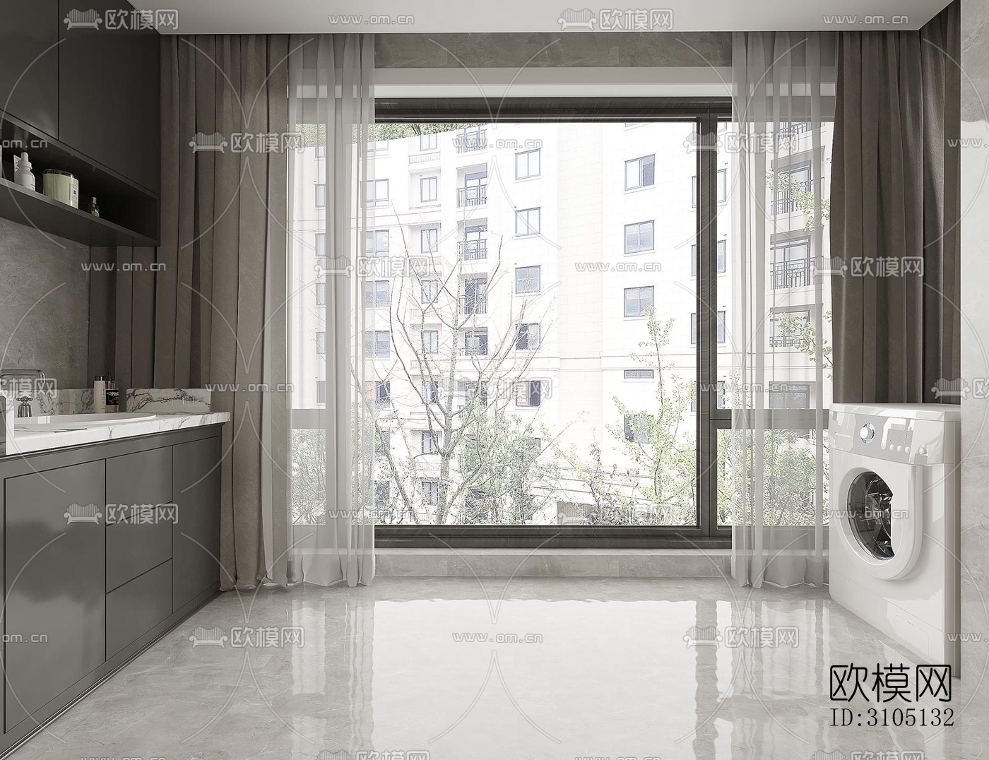 现代平层效果图下载（渲染图9）