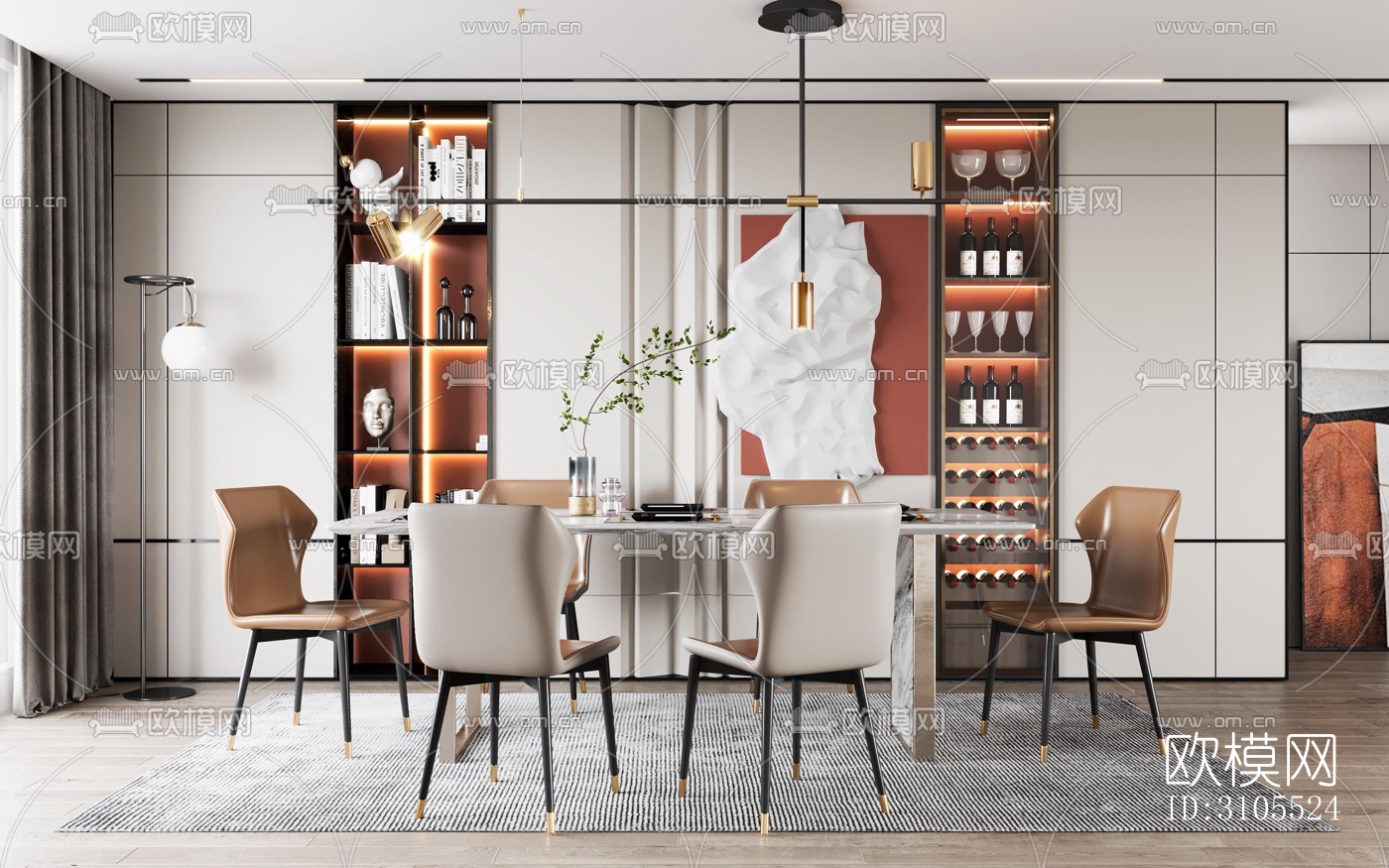 现代餐厅效果图下载（渲染图3）
