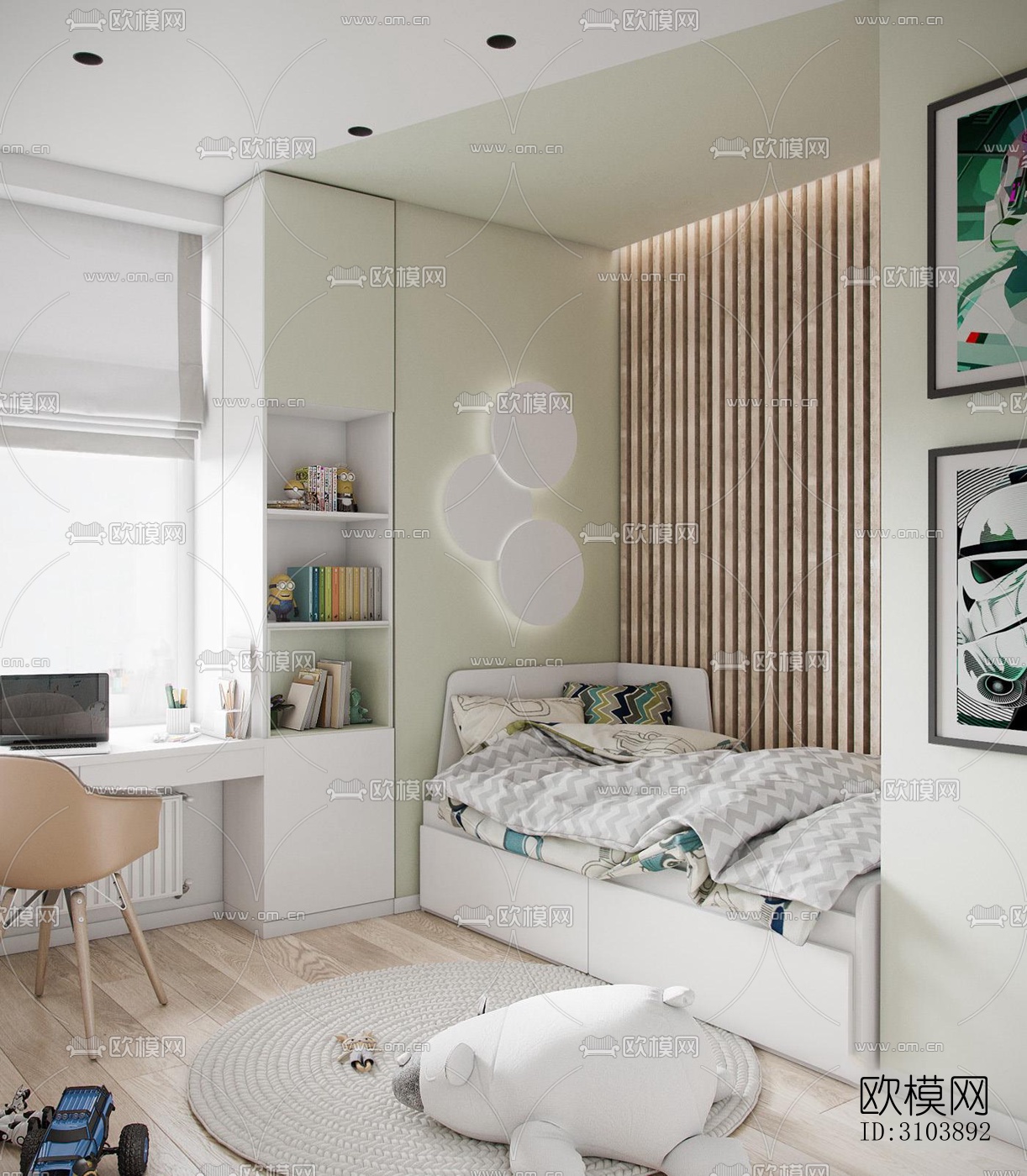 北欧儿童房效果图下载（渲染图5）