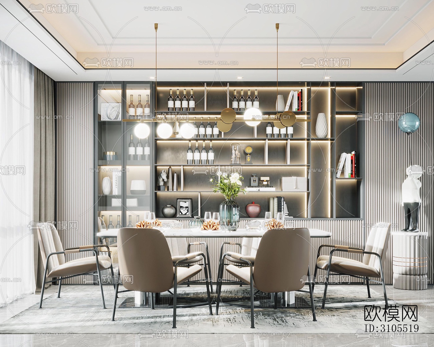 现代餐厅效果图下载（渲染图5）