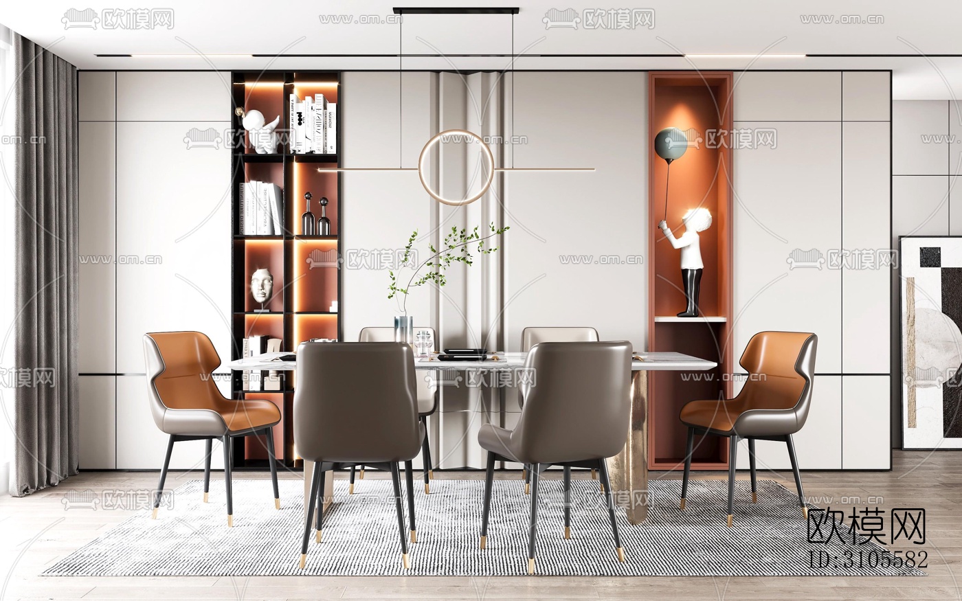 现代餐厅效果图下载（渲染图3）
