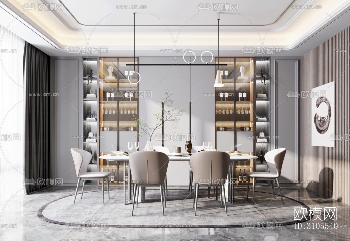 现代餐厅效果图下载（渲染图4）
