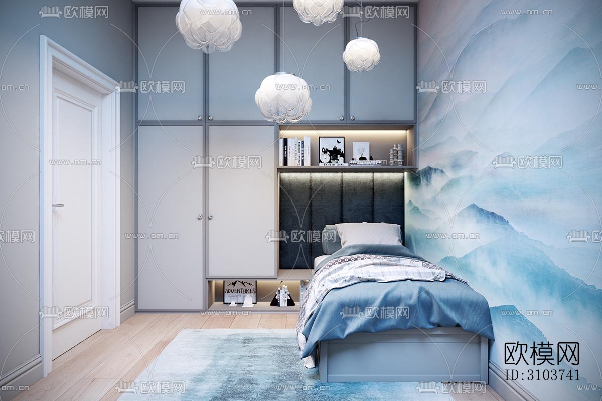 北欧儿童房效果图下载（渲染图2）