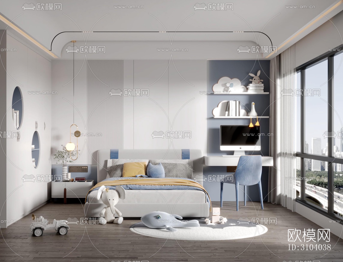 现代儿童房效果图下载（渲染图4）