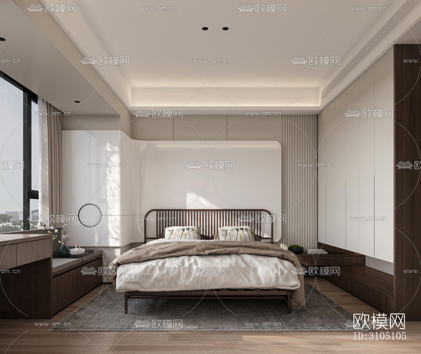 新中式平层效果图下载（渲染图13）