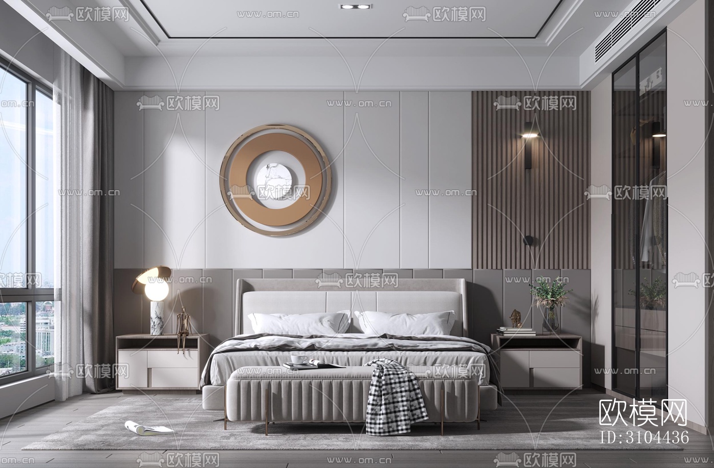 现代卧室效果图下载（渲染图1）