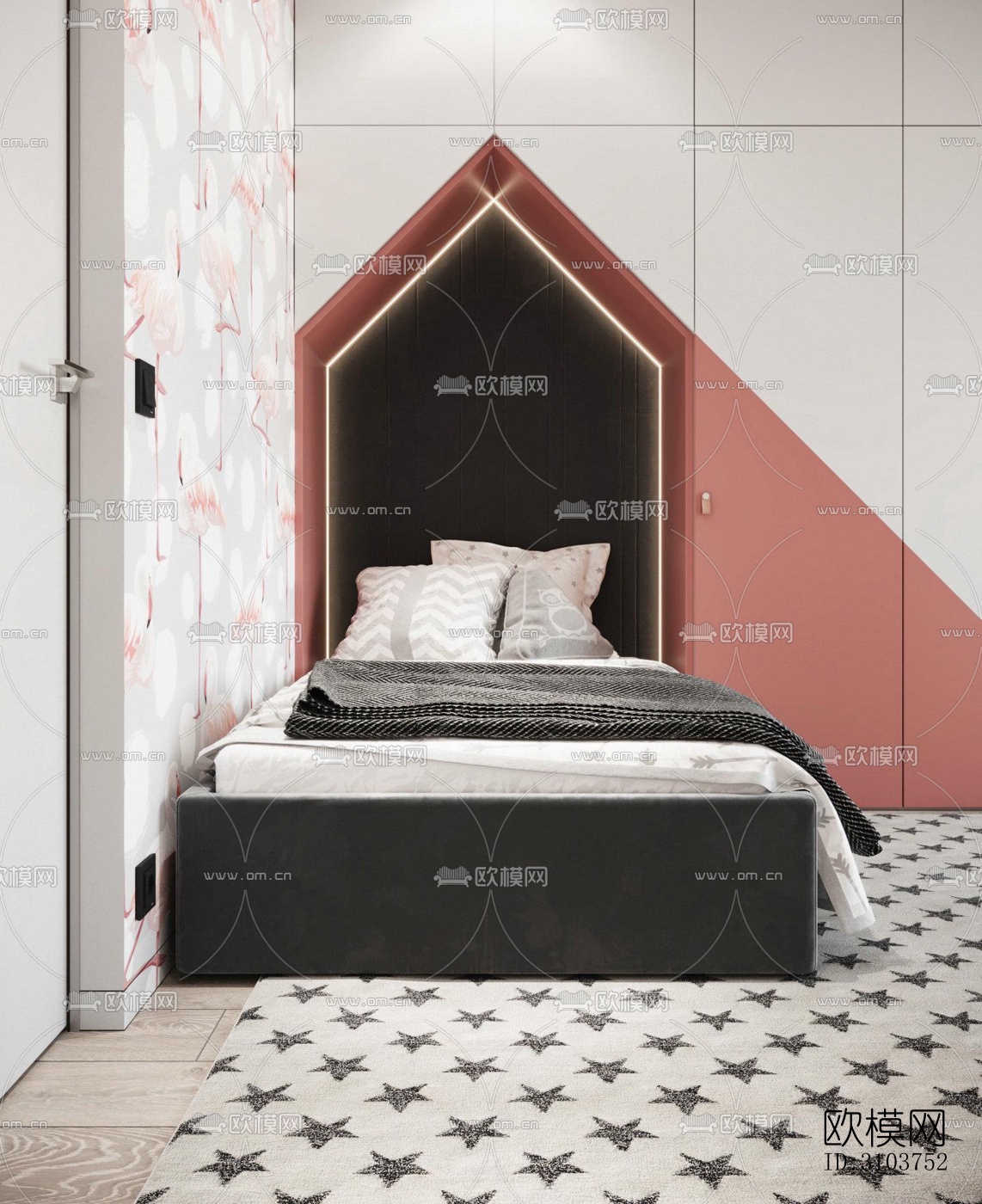 北欧儿童房效果图下载（渲染图4）