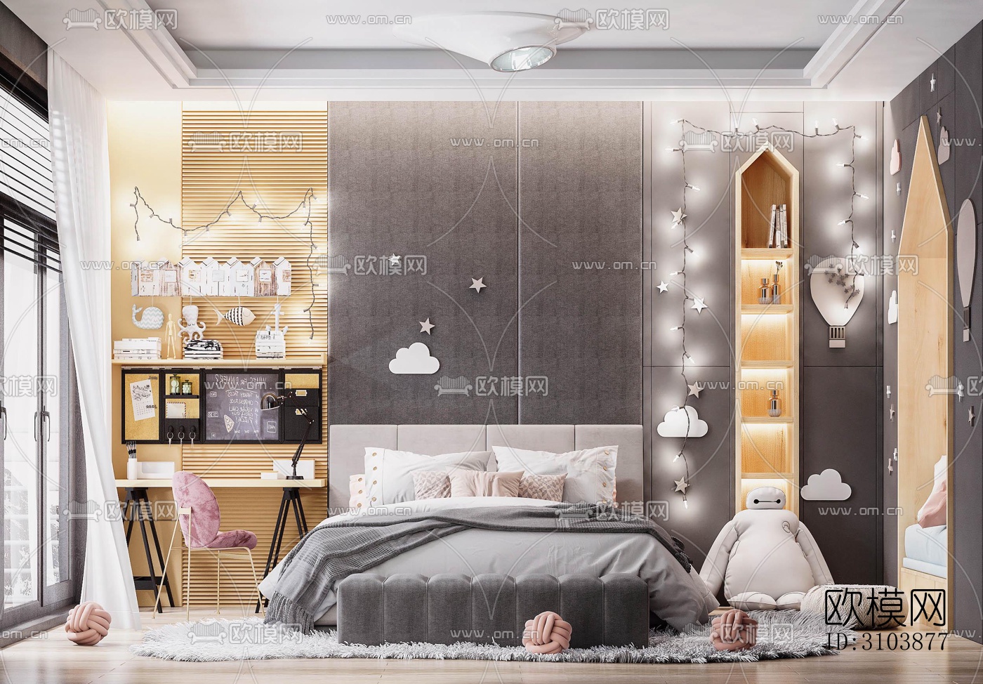 北欧儿童房效果图下载（渲染图5）