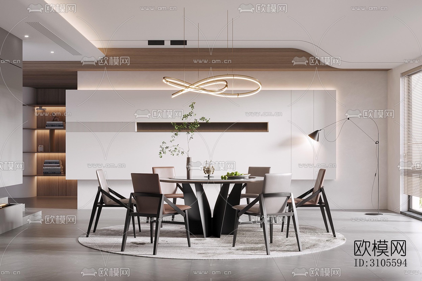 现代餐厅效果图下载（渲染图1）