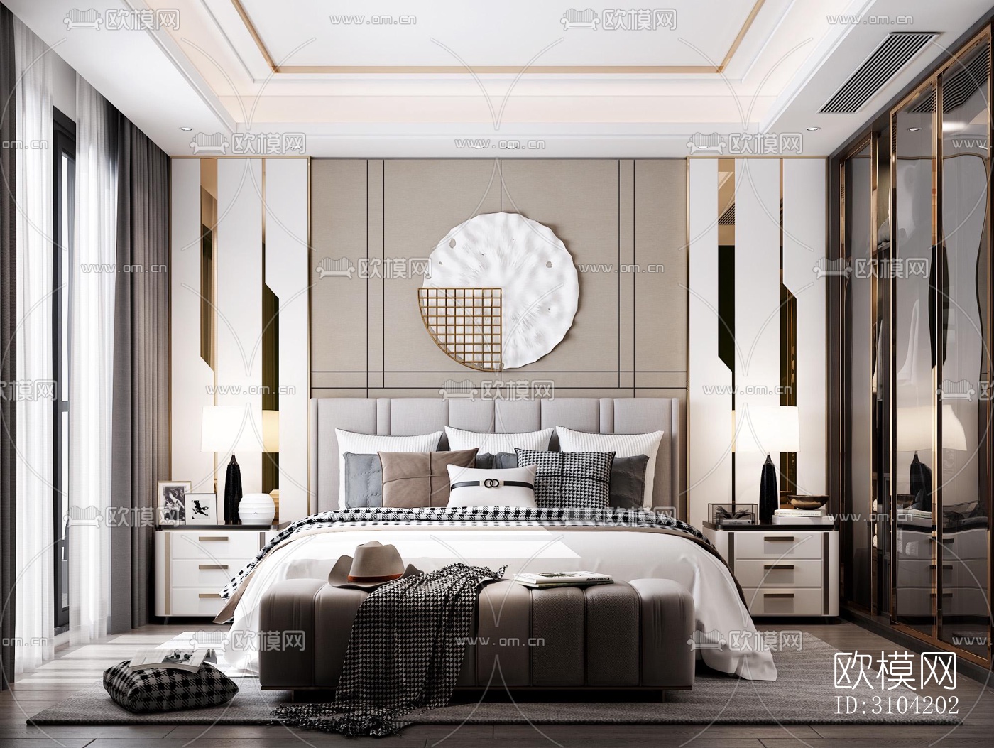 欧式卧室效果图下载（渲染图4）