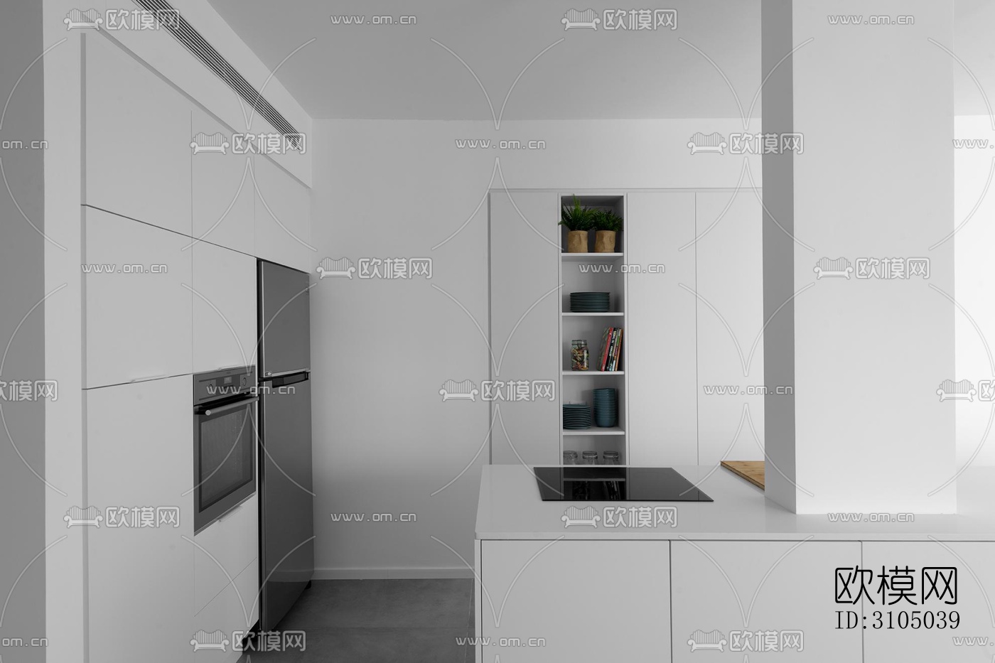 现代厨房效果图下载（渲染图4）