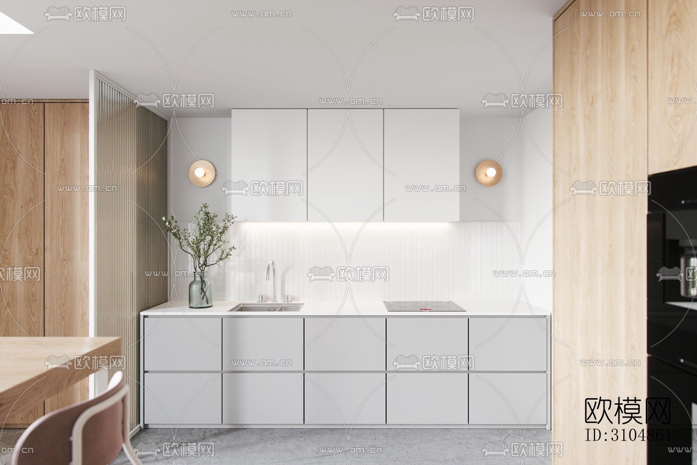 北欧厨房效果图下载（渲染图5）