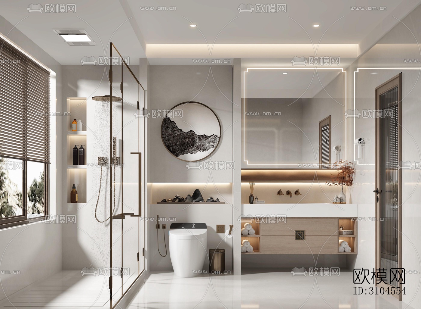 新中式卫生间效果图下载（渲染图4）