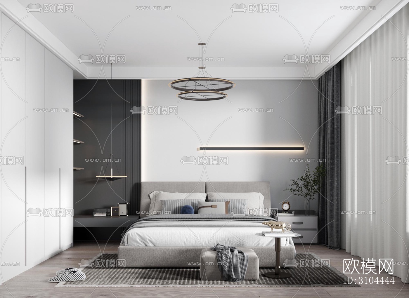 现代卧室效果图下载（渲染图4）