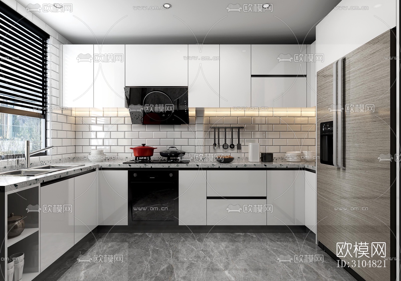 北欧厨房效果图下载（渲染图5）