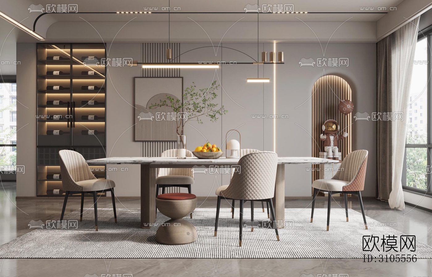 现代餐厅效果图下载（渲染图5）