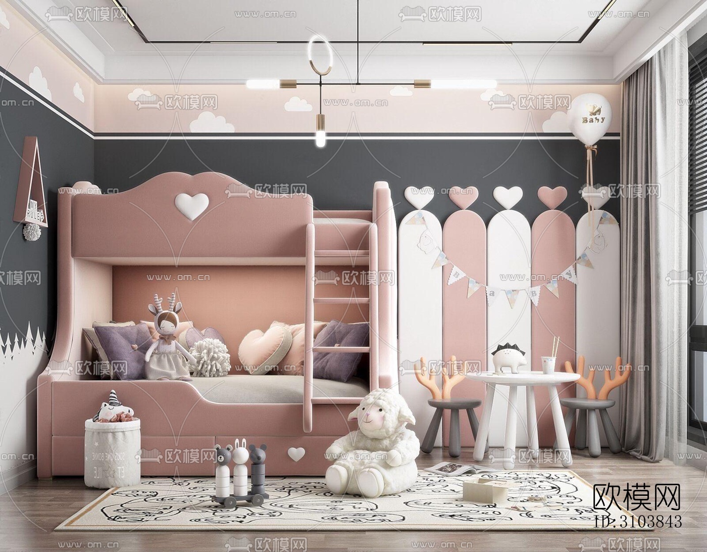 北欧儿童房效果图下载（渲染图5）