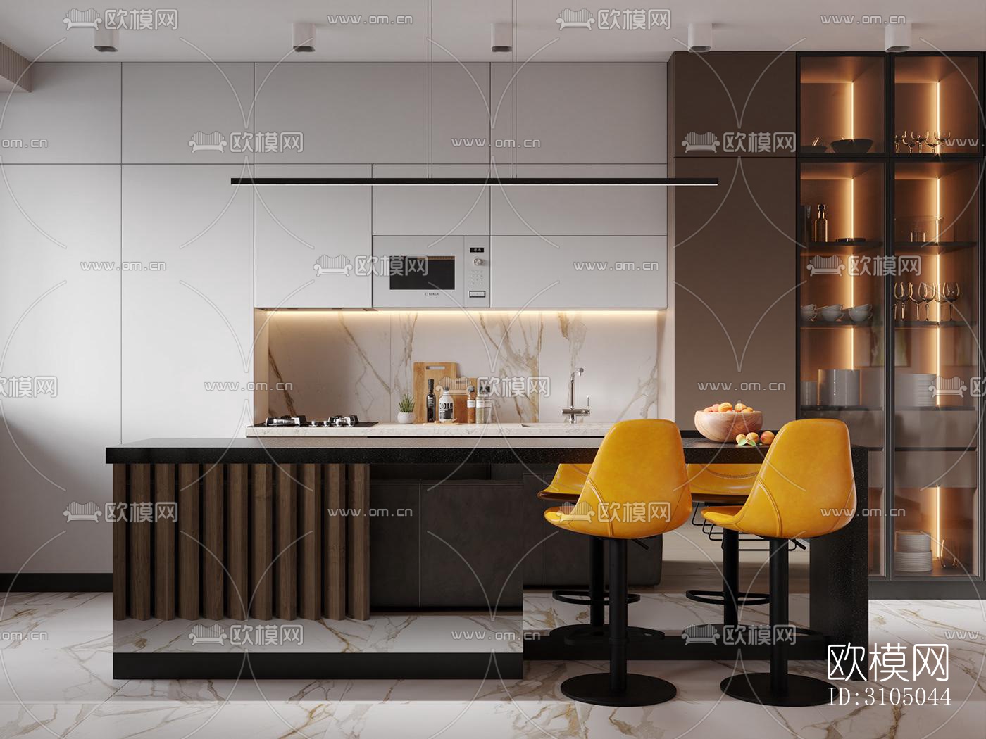 现代厨房效果图下载（渲染图3）