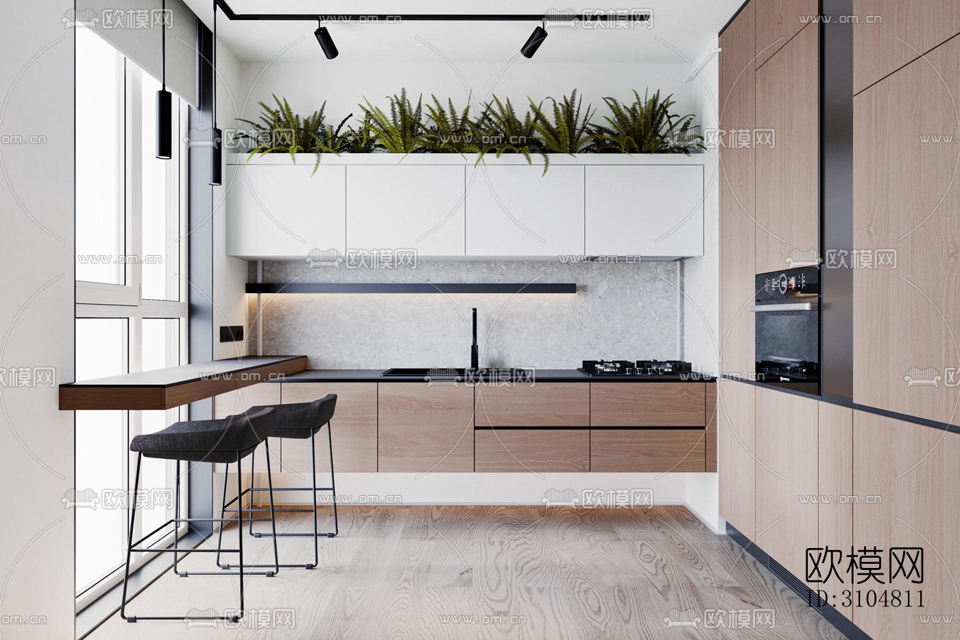 北欧厨房效果图下载（渲染图2）