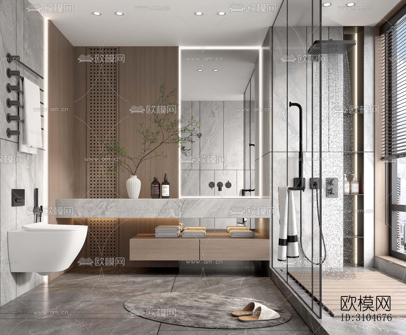 现代卫生间效果图下载（渲染图4）
