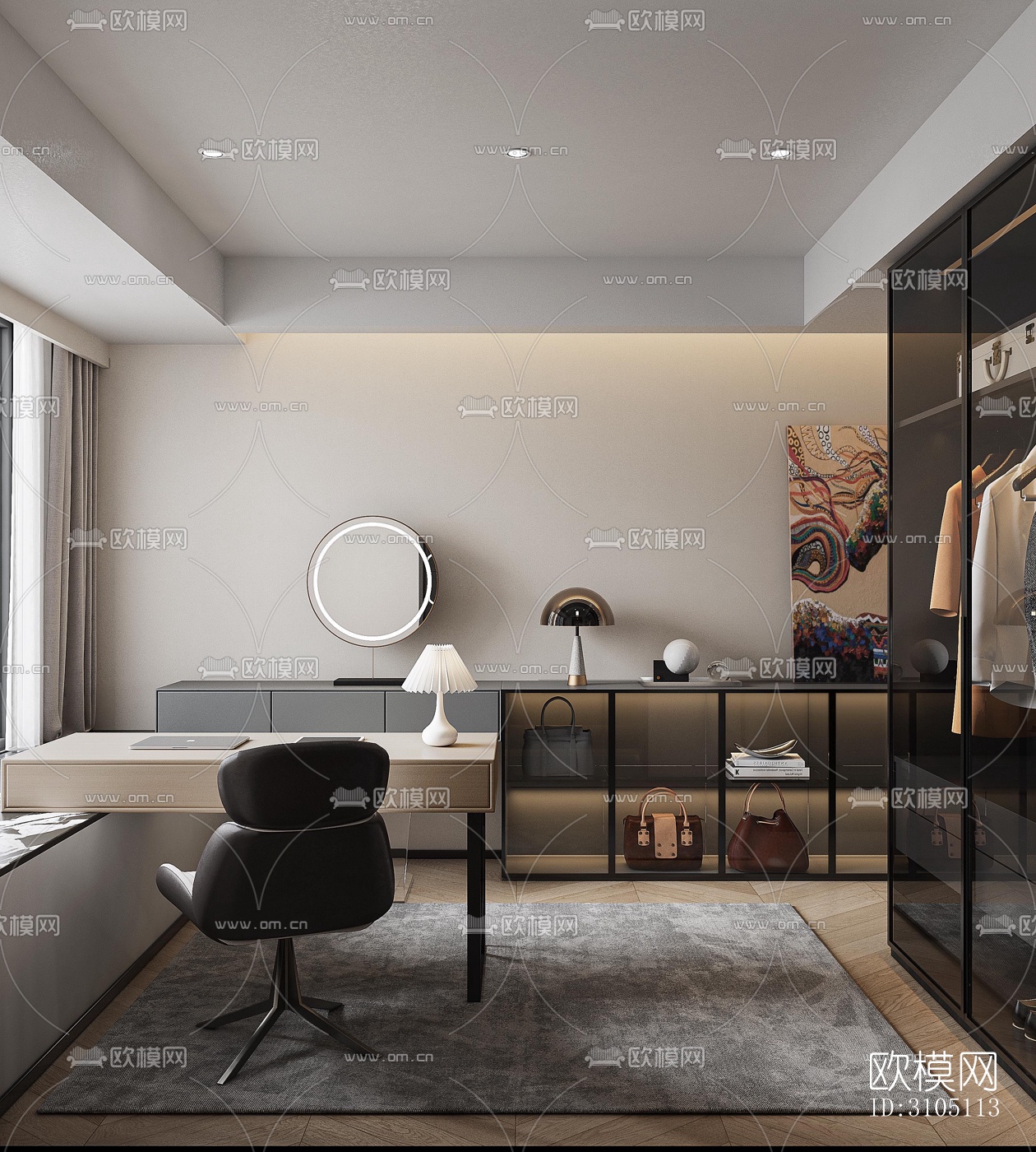 现代平层效果图下载（渲染图9）