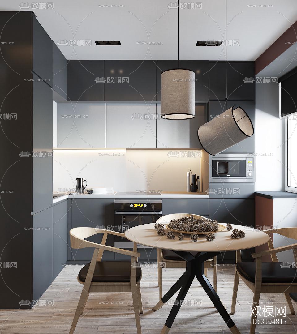北欧厨房效果图下载（渲染图2）