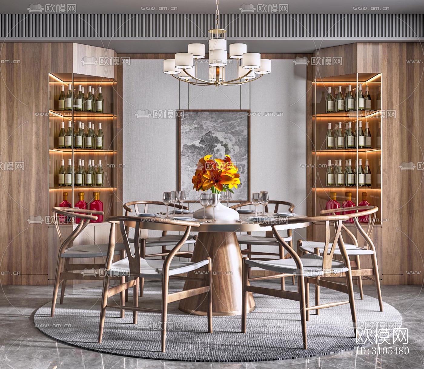 现代餐厅效果图下载（渲染图2）