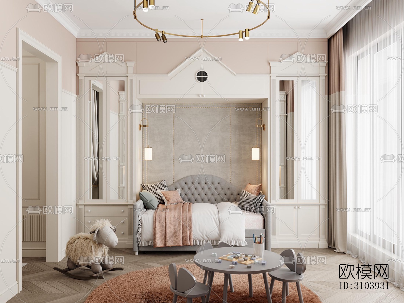 欧式儿童房效果图下载（渲染图4）