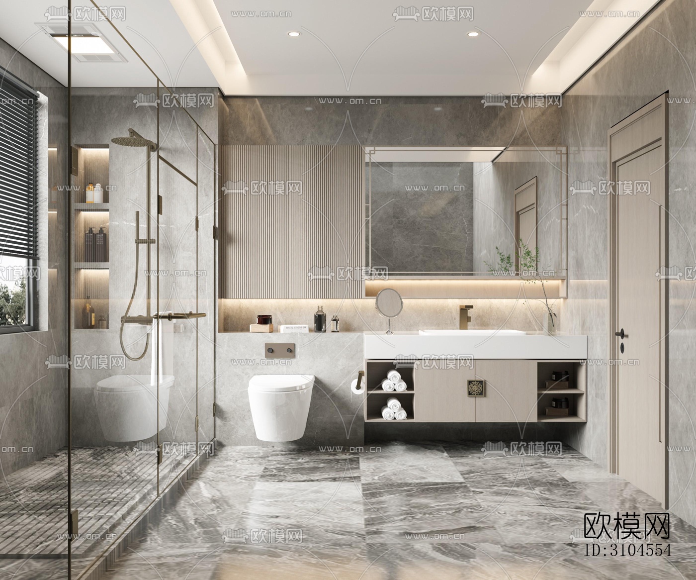 新中式卫生间效果图下载（渲染图2）