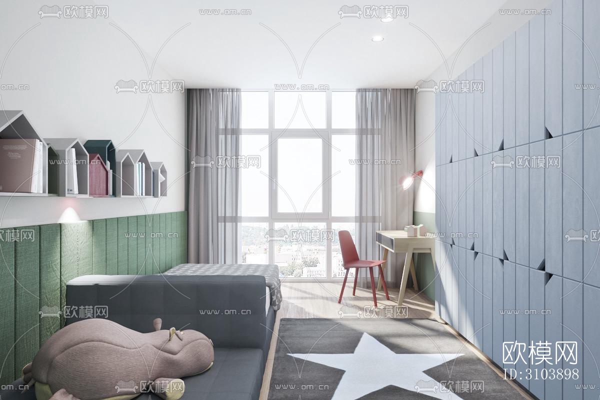 北欧儿童房效果图下载（渲染图4）