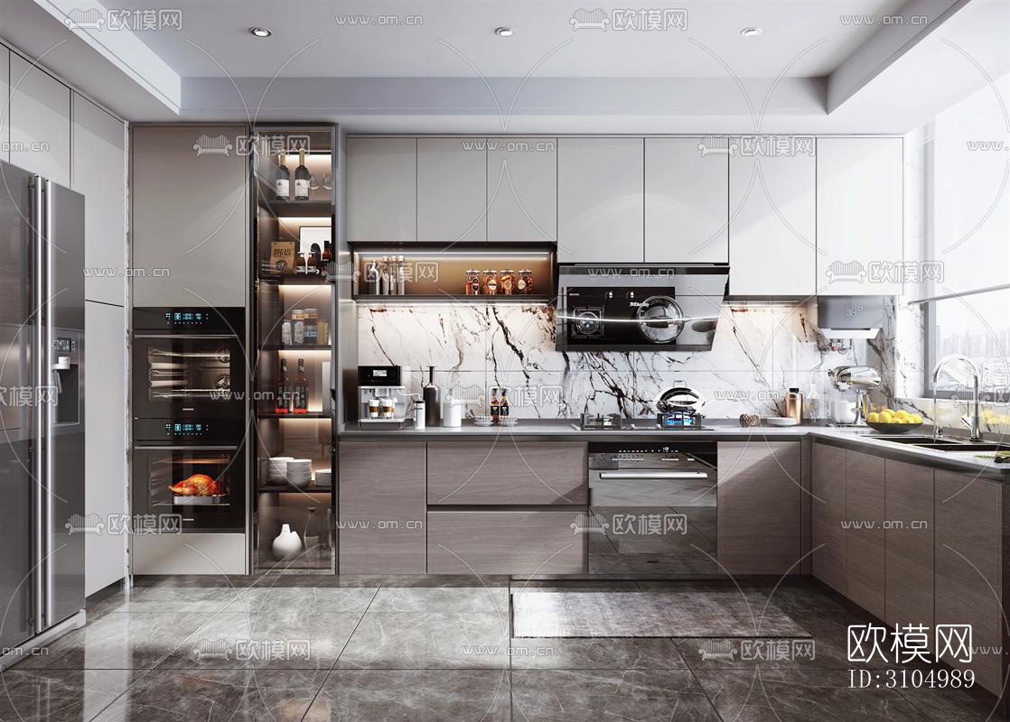 现代厨房效果图下载（渲染图4）