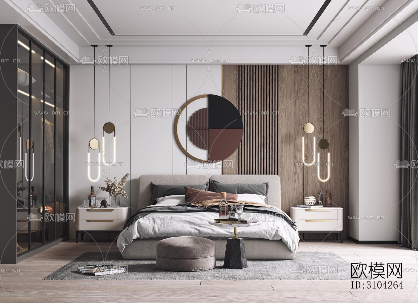 现代卧室效果图下载（渲染图3）