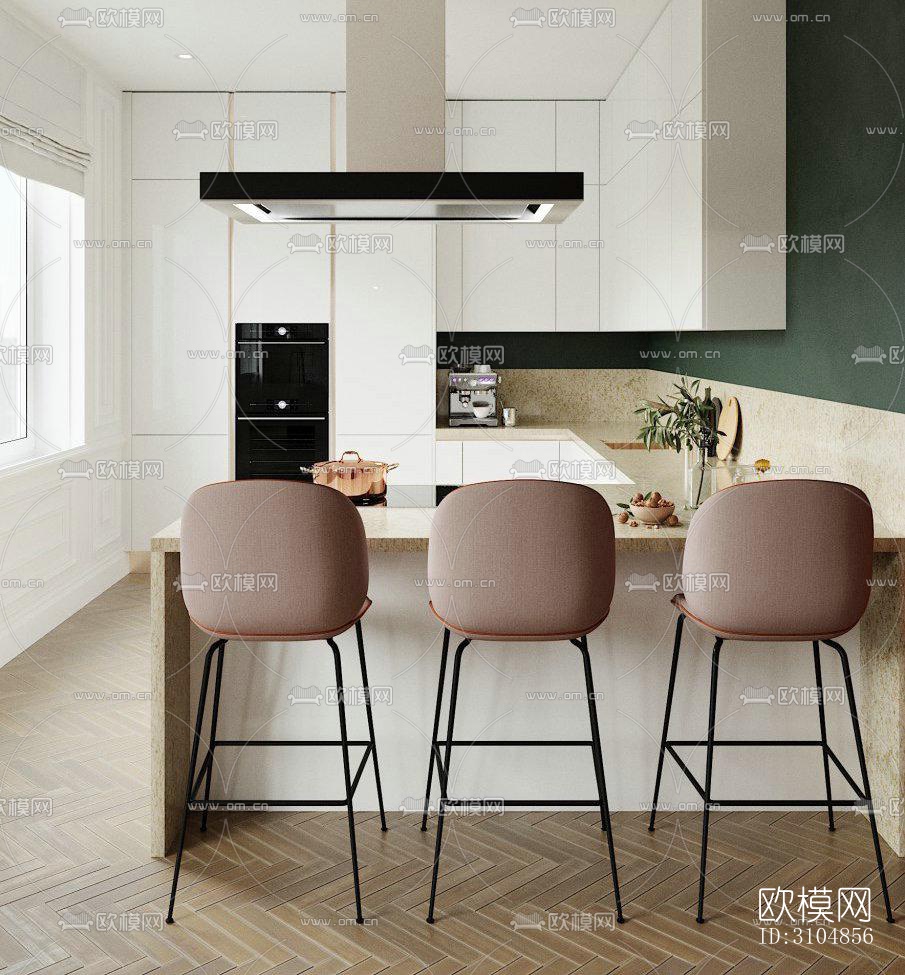 北欧厨房效果图下载（渲染图1）