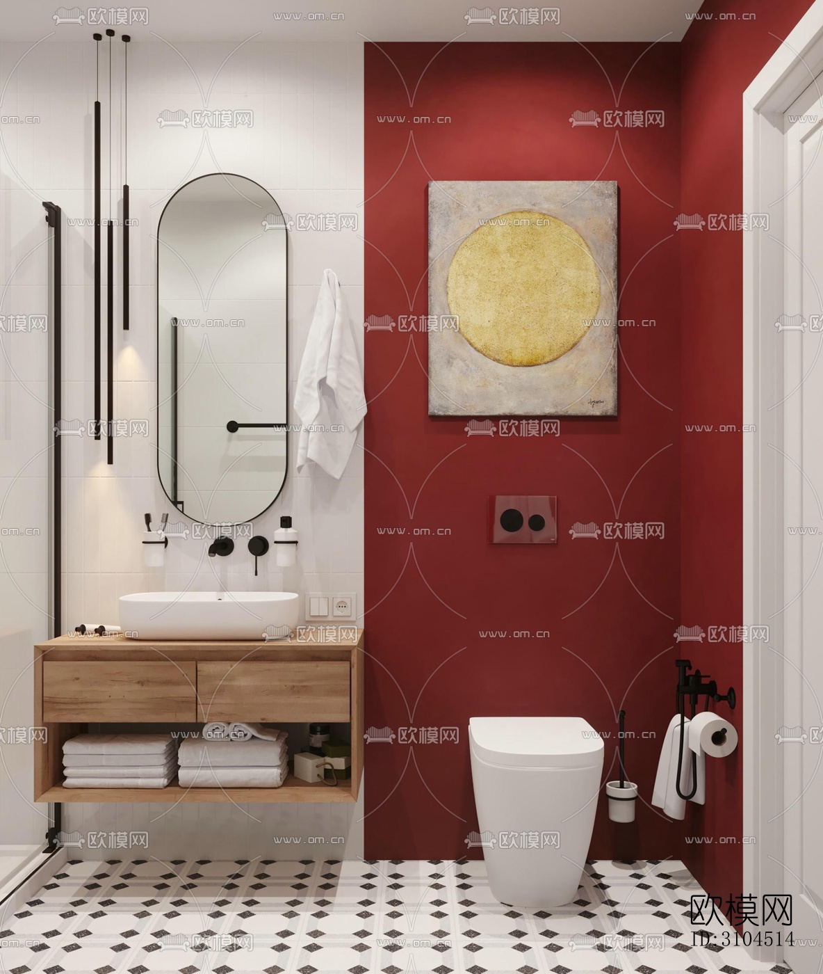 北欧卫生间效果图下载（渲染图2）