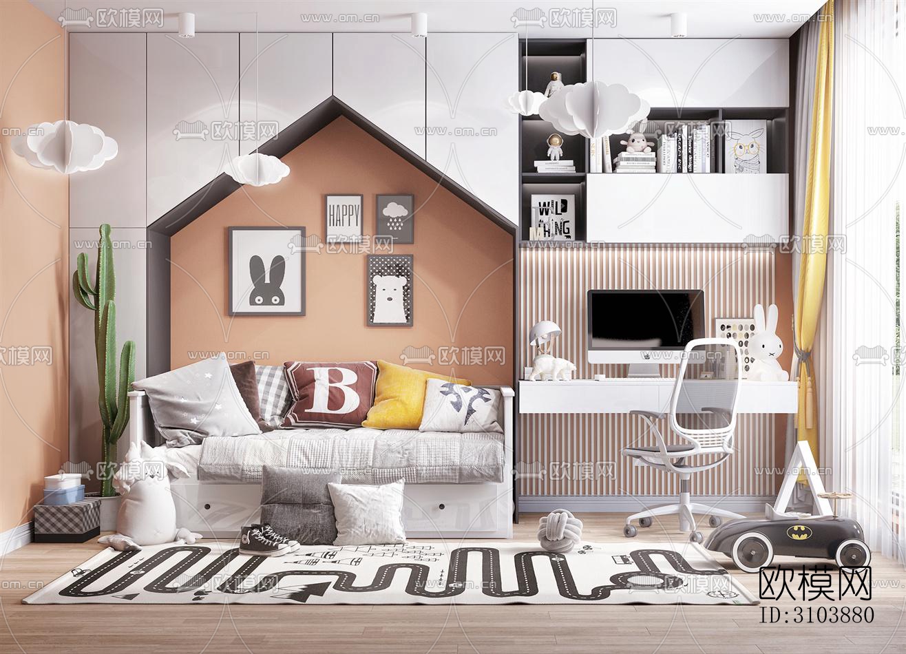 北欧儿童房效果图下载（渲染图2）