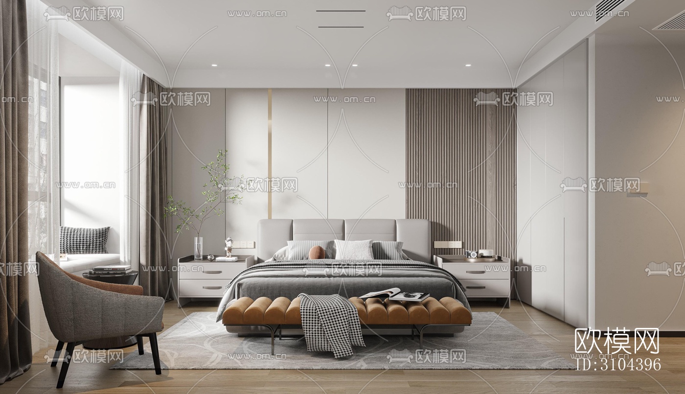 现代卧室效果图下载（渲染图4）