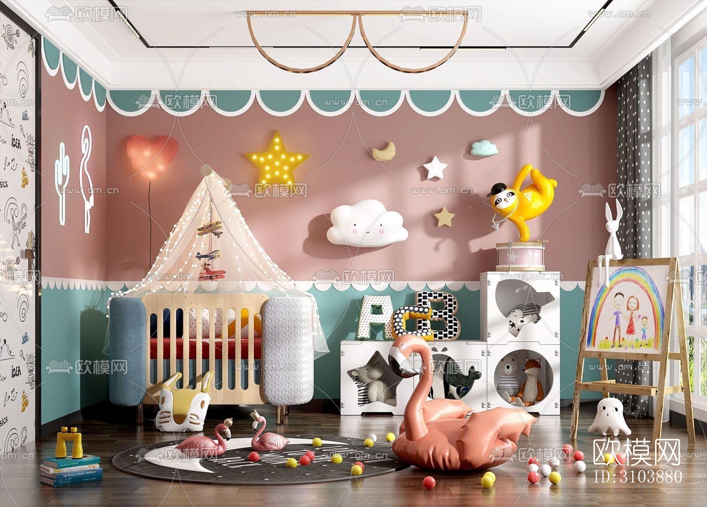 北欧儿童房效果图下载（渲染图4）