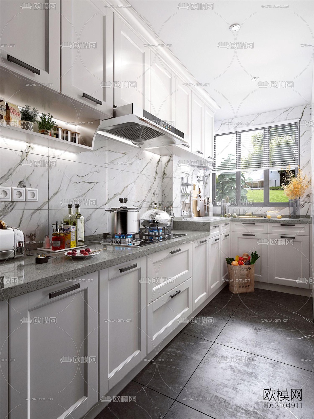 欧式厨房效果图下载（渲染图2）