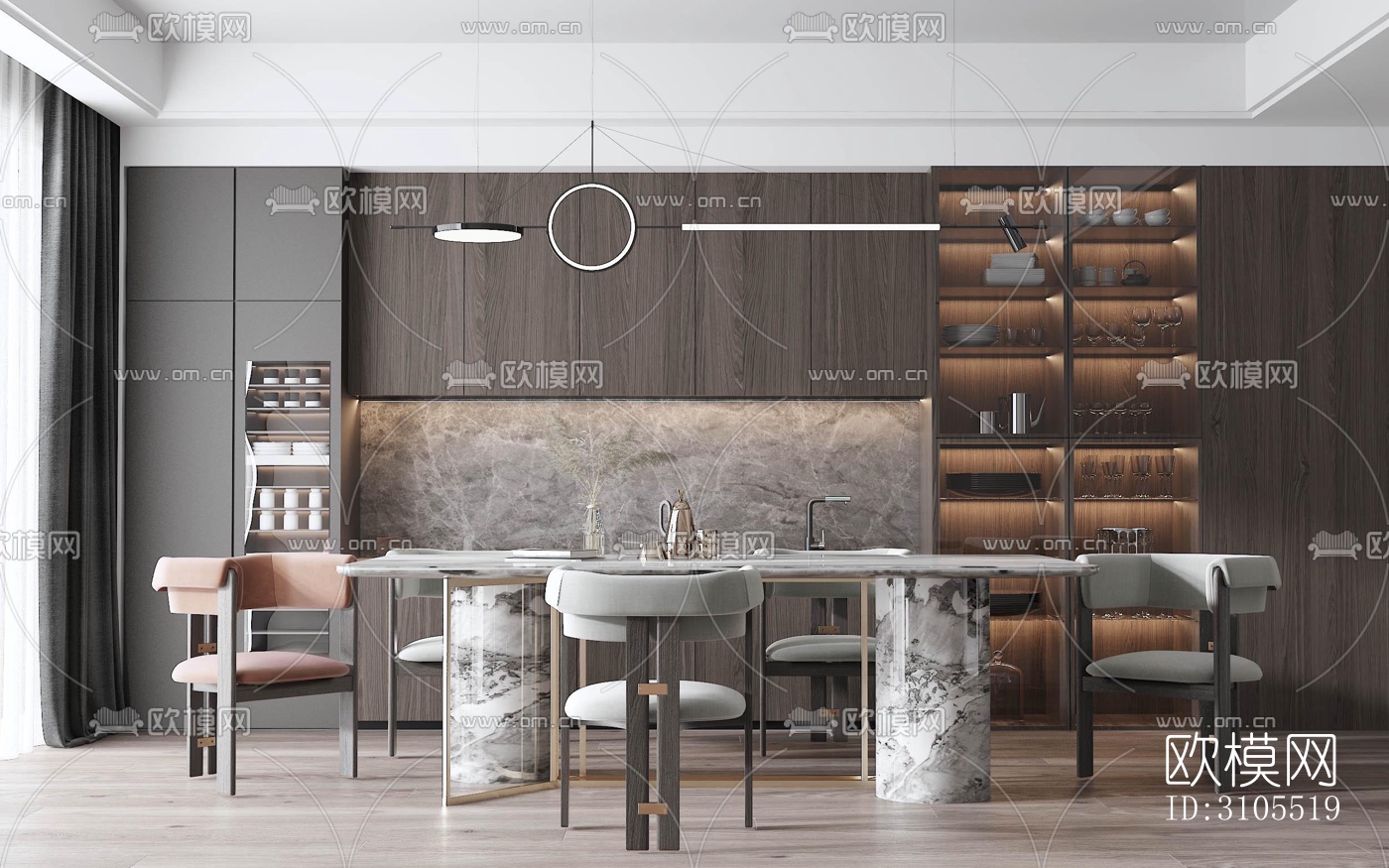 现代餐厅效果图下载（渲染图3）