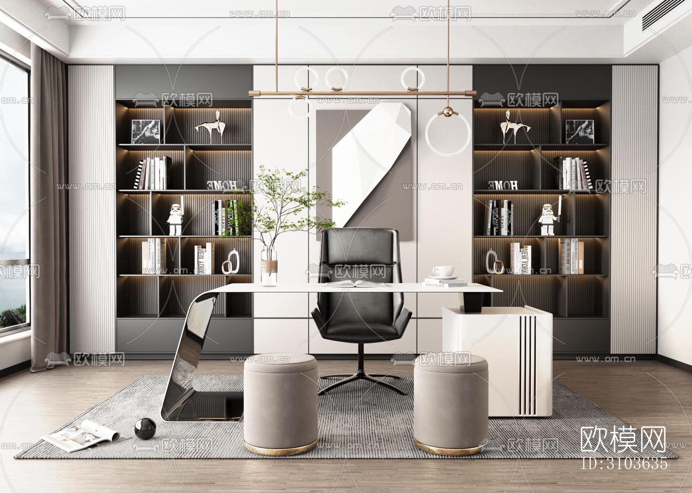 日式书房效果图下载（渲染图3）