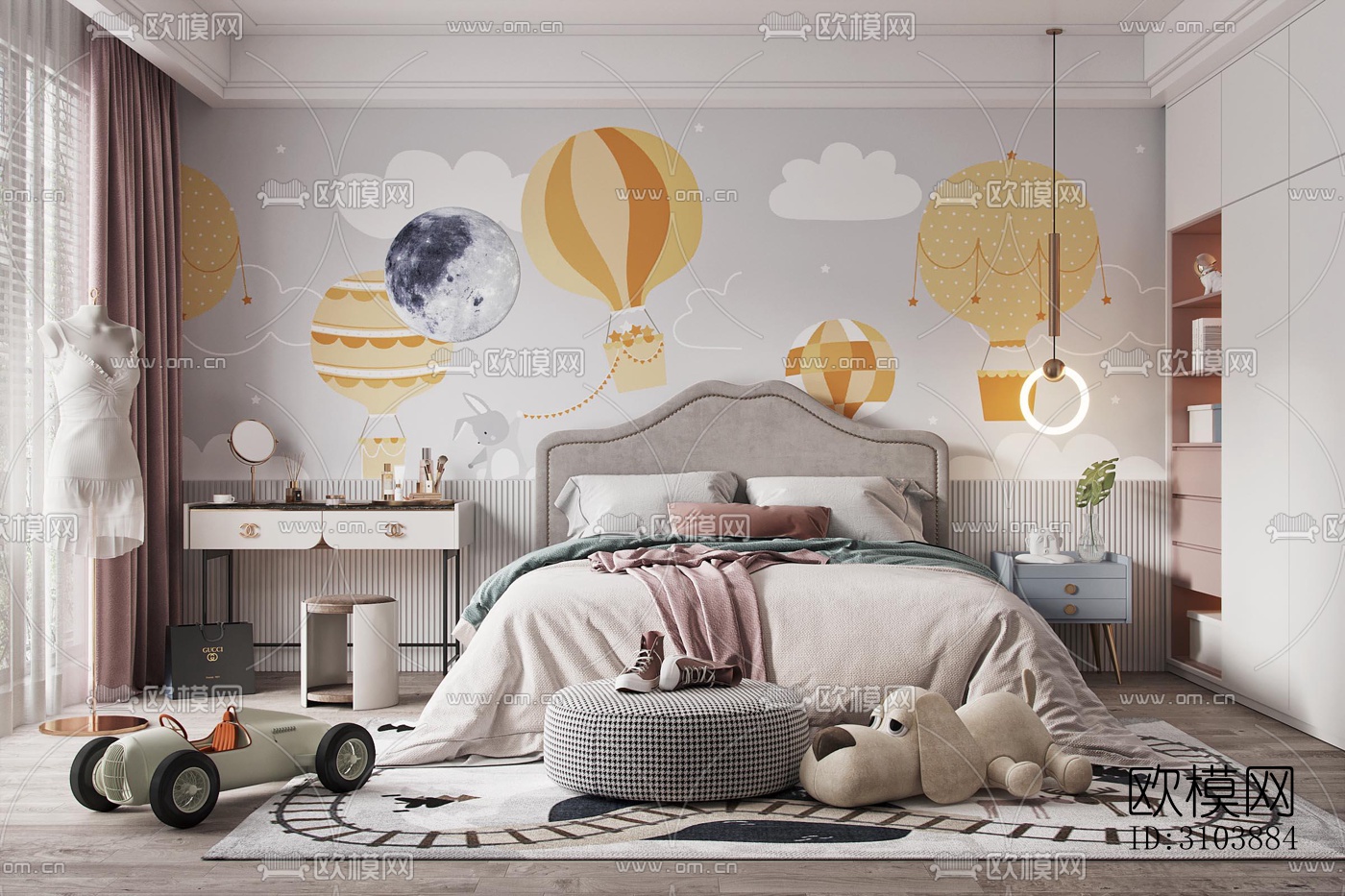 北欧儿童房效果图下载（渲染图4）