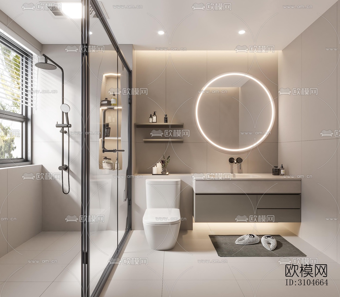 现代卫生间效果图下载（渲染图3）