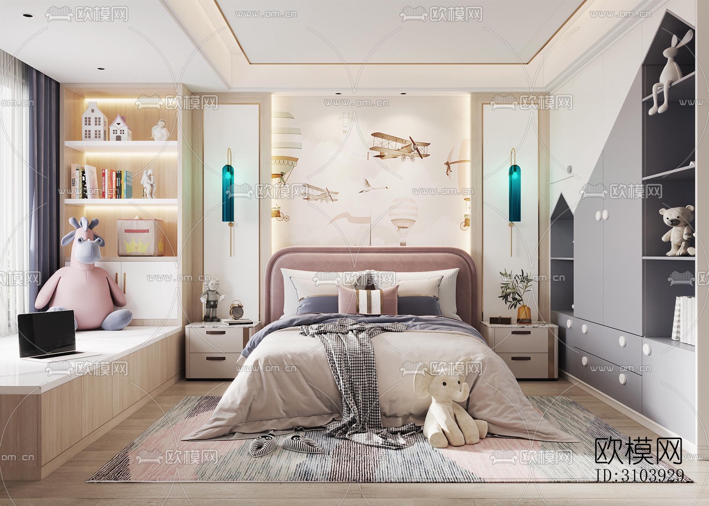 欧式儿童房效果图下载（渲染图2）