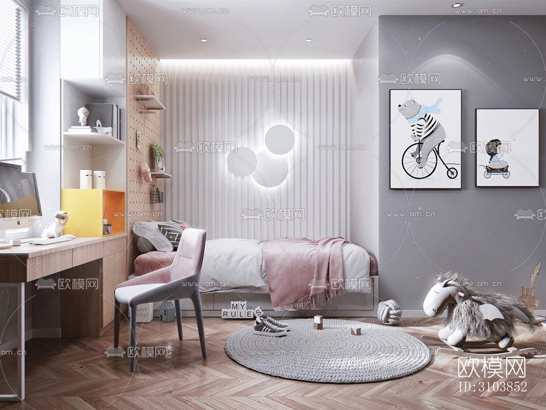 北欧儿童房效果图下载（渲染图3）