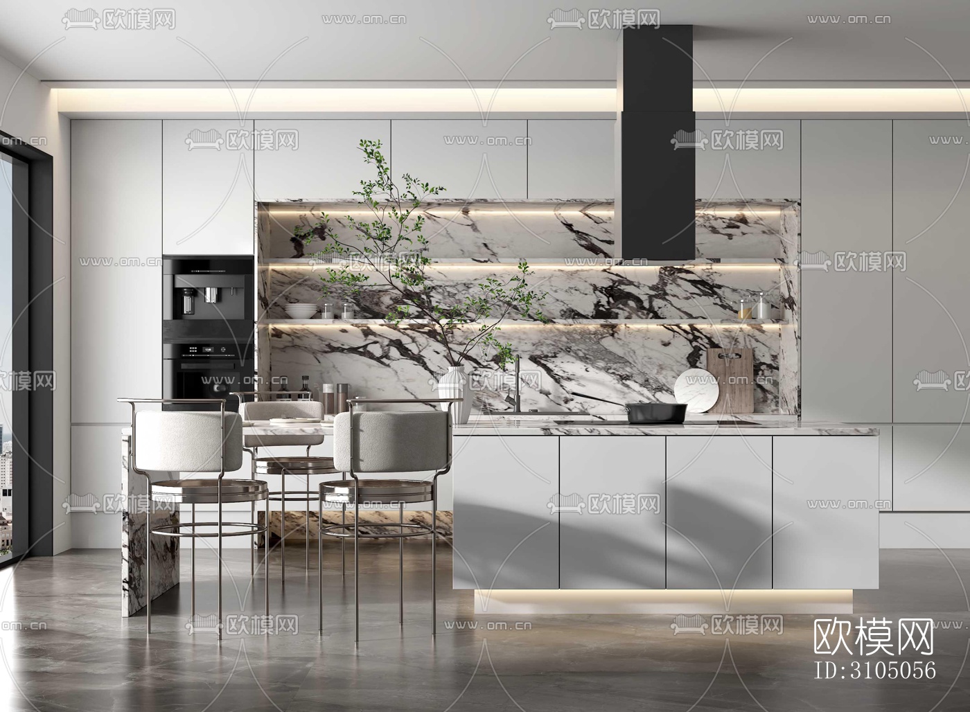 现代厨房效果图下载（渲染图4）